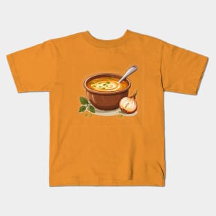 Savory Simplicity: Onion Soup Illustration Kids T-Shirt